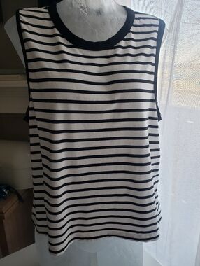 GAP 100% Cotton Striped Tank Top in White & Blk Xl